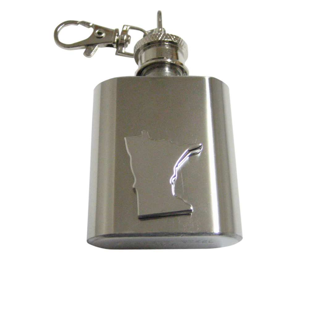 Minnesota State Map Shape Keychain Flask - image 1